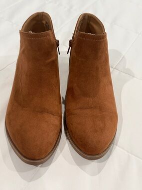 Time and Tru Brown Suede Ankle Booties